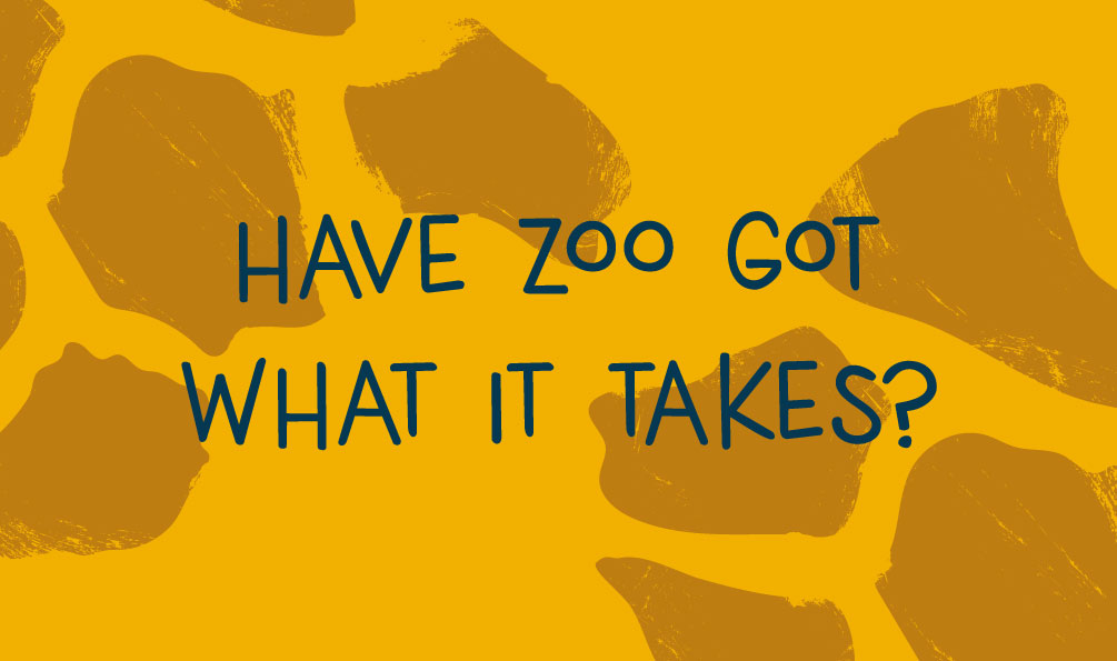 yellow edinburgh science festival have zoo got what it takes graphic with giraffe pattern