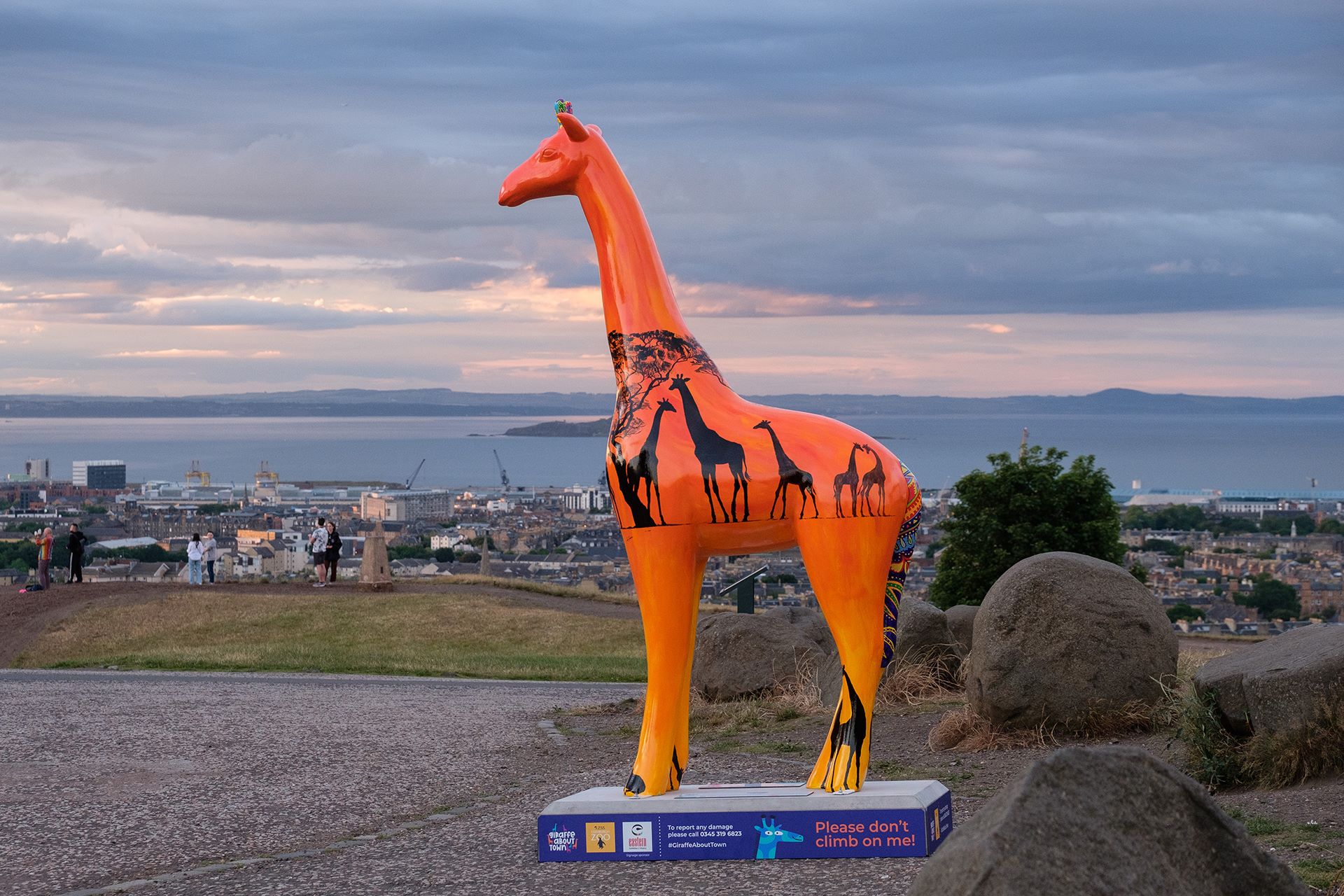 orange giraffe on calton hill