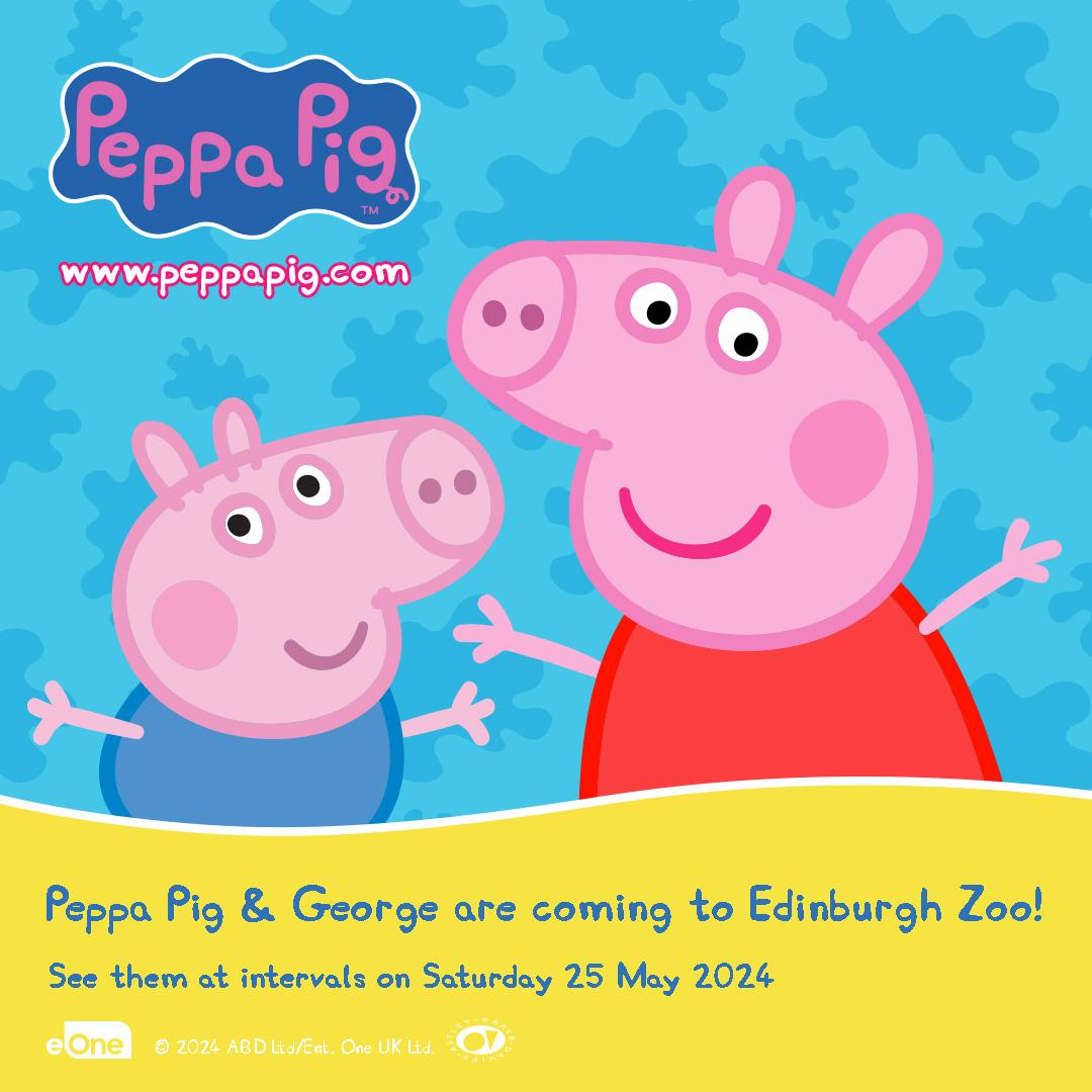 Peppa Pig and George at Edinburgh Zoo, Piglets and Pancakes event graphic