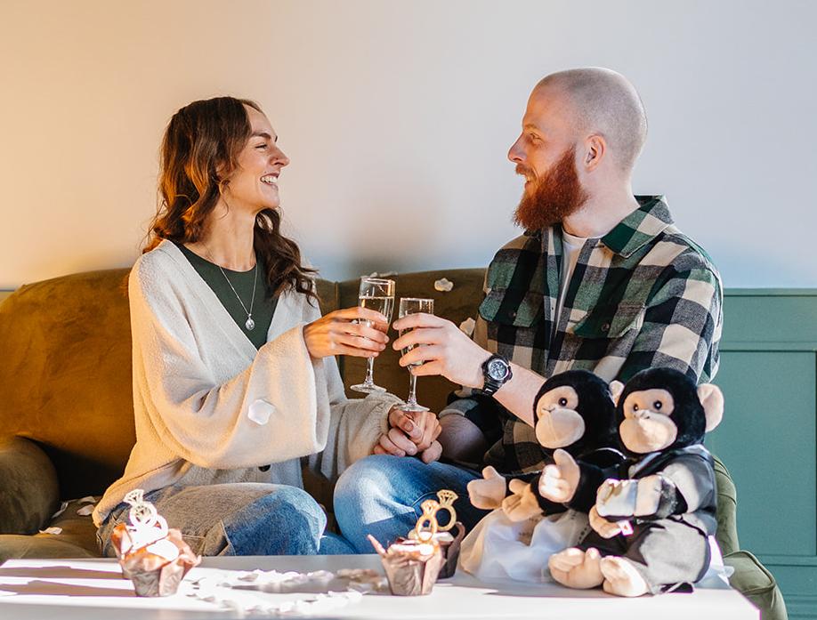 Couple drinking fizz in Mansion House as part of the proposal package. IMAGE: Rachel Hein, November 2025