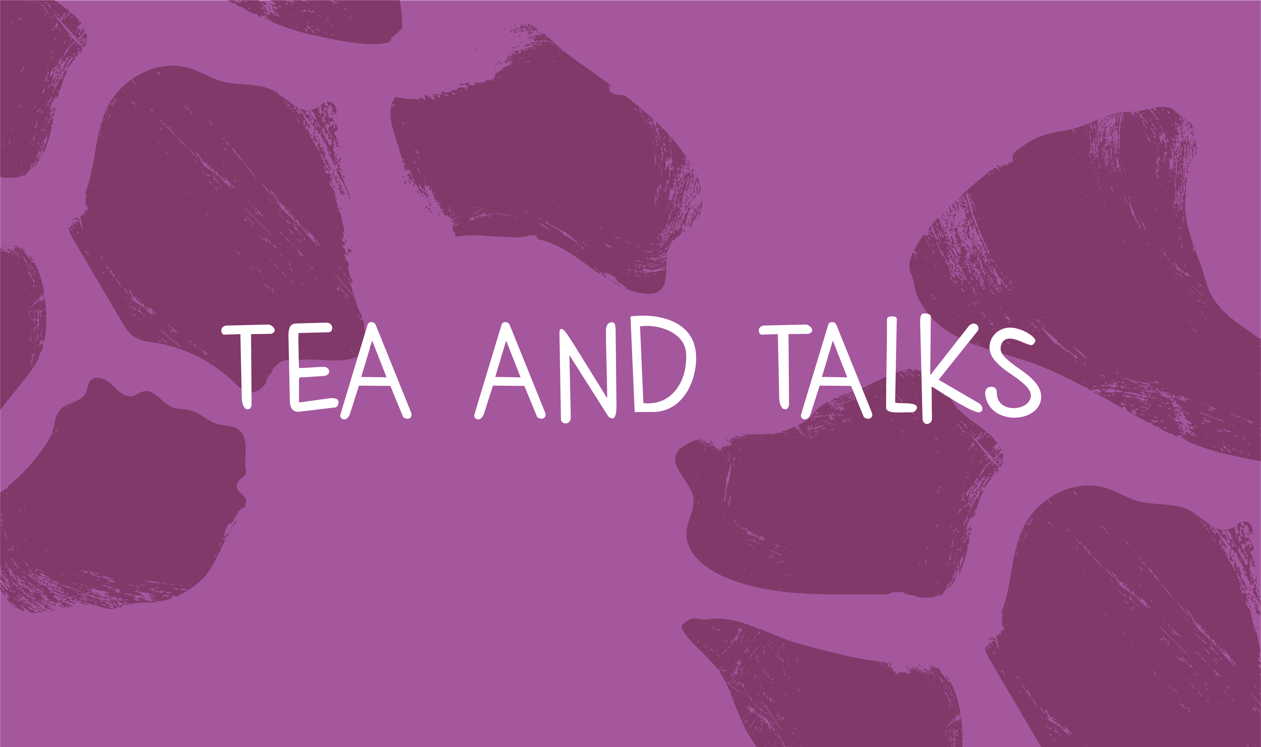 purple tea and talks graphic with giraffe pattern