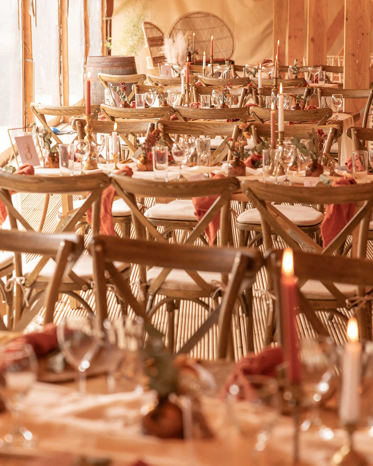 Wedding tables set up in Lemur Lodge IMAGE: Compass 2023