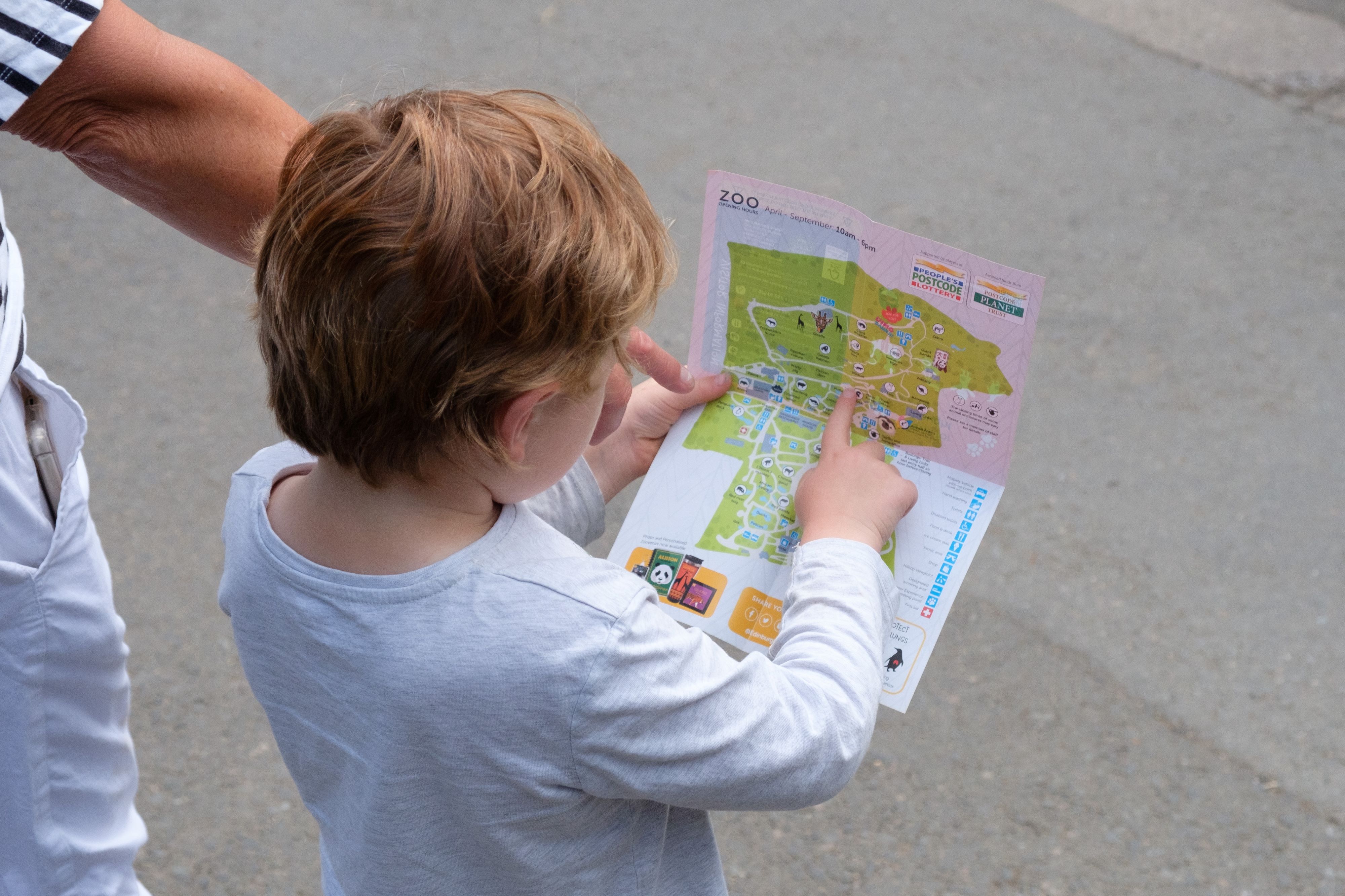 Keeper experiences young boy looking at map and pointing IMAGE: Robin Mair 2024