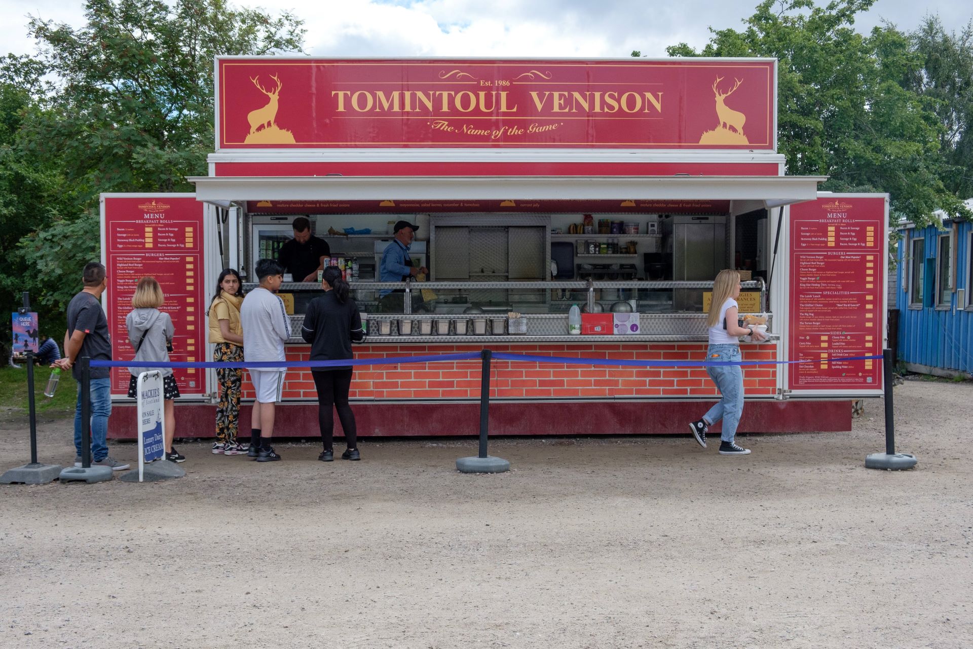 Tomintoul venison kiosk with a queue of customers waiting to be served IMAGE: Robin Mair 2022