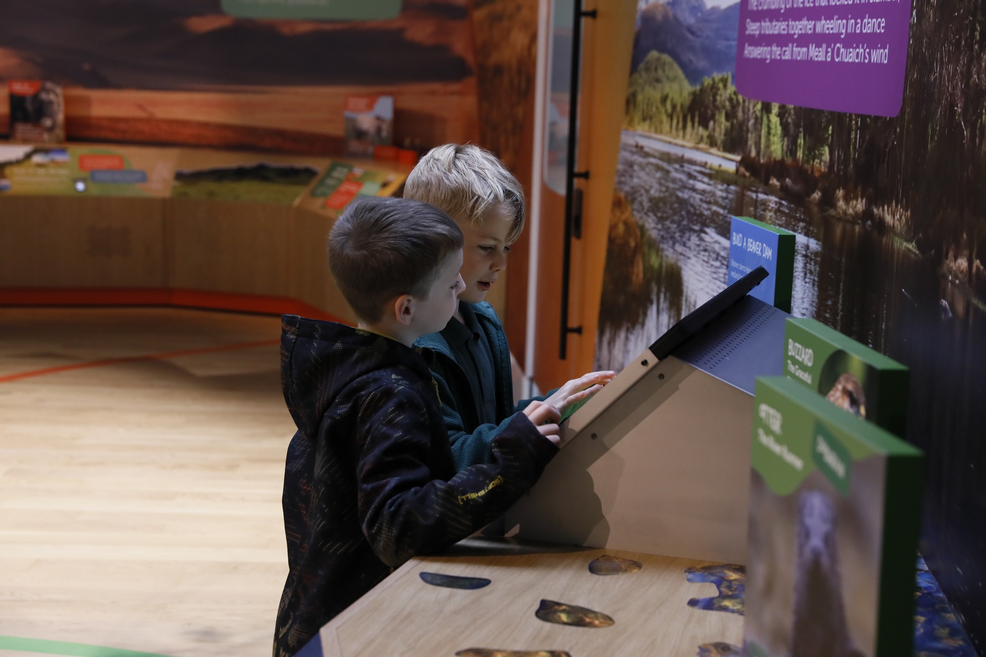 Two children playing an interactive game inside Scotland's WIldlife Discovery Centre

IMAGE: Laura Moore 2024
