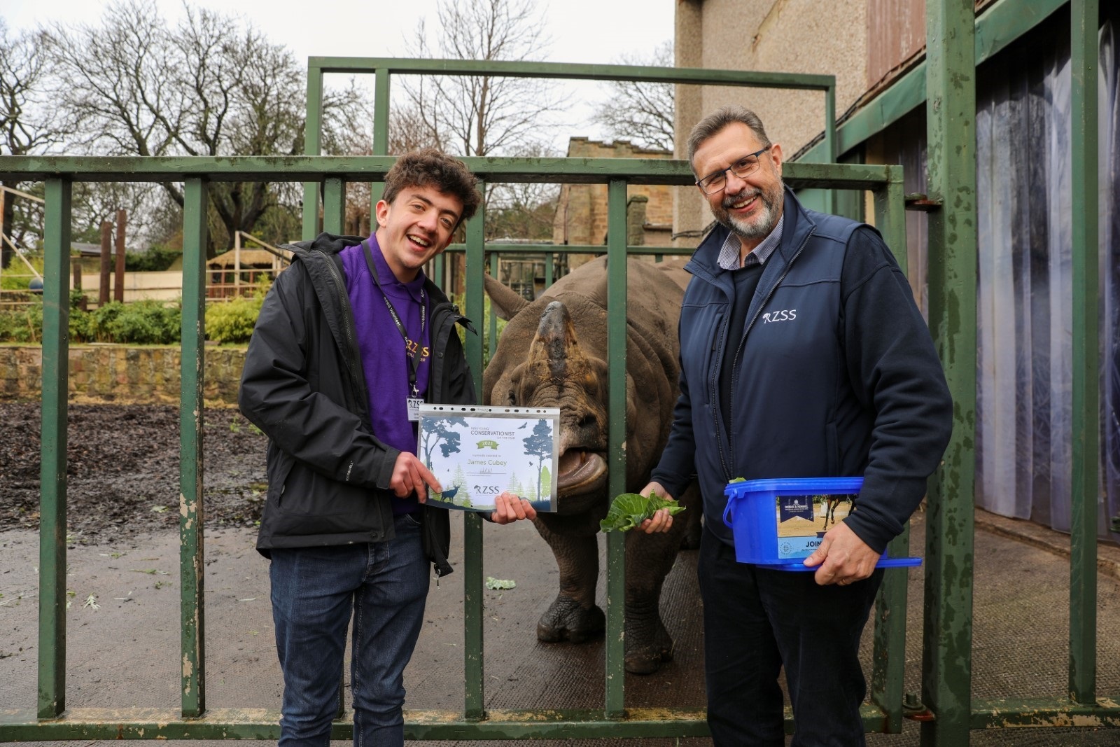 James Cubey winning Young Conservationist of the year with David Field CEO IMAGE RZSS 2024