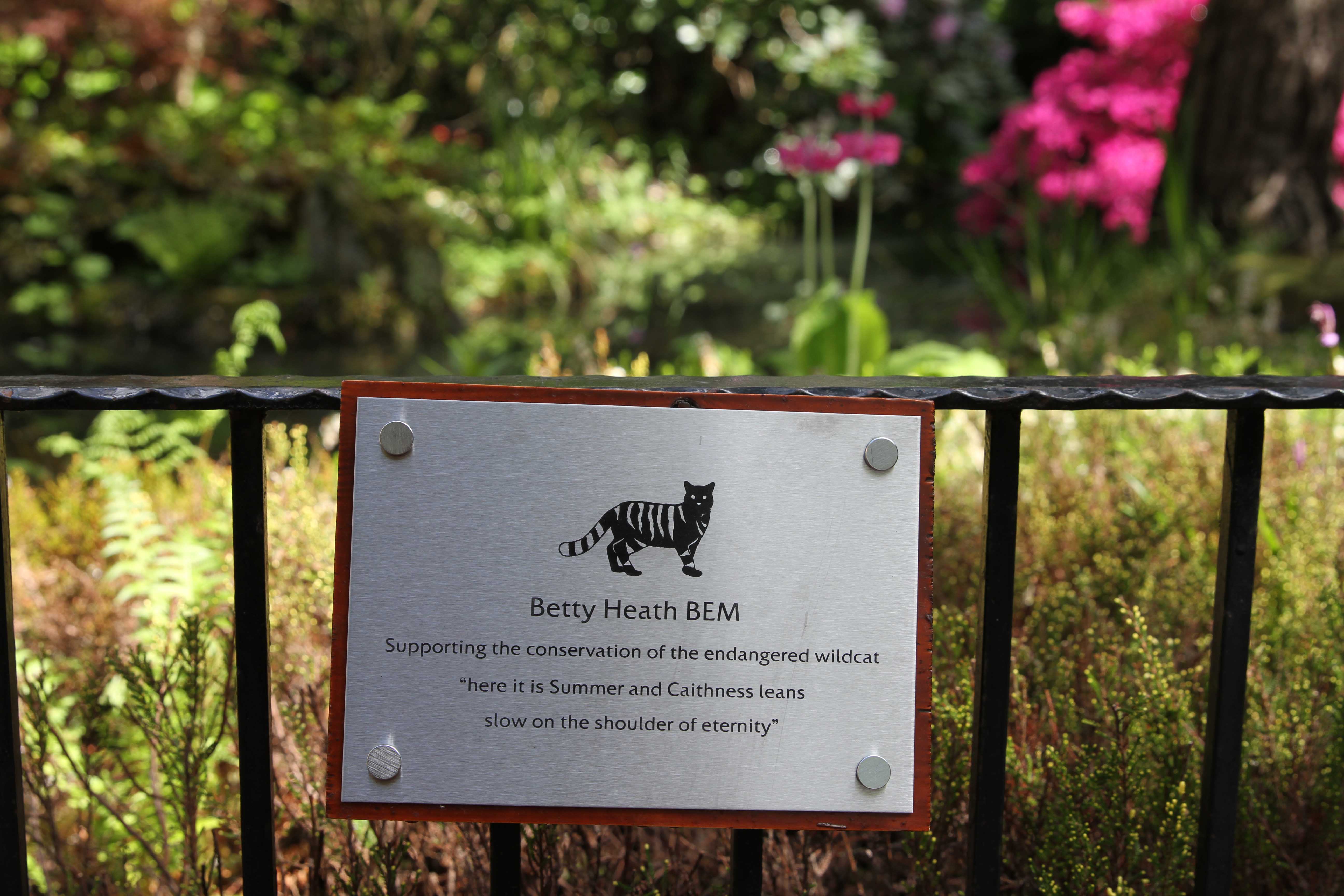Betty Heath plaque at the Japanese Garden in Edinburgh Zoo IMAGE: Fundraising 2024
