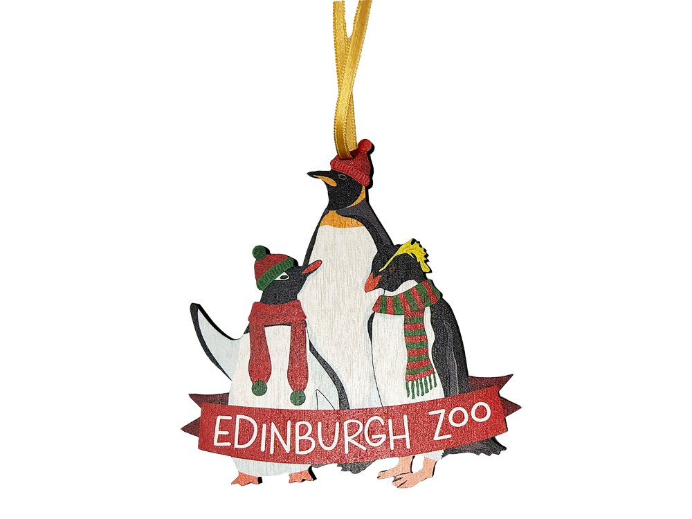 rockhopper gentoo and king penguin christmas ornament